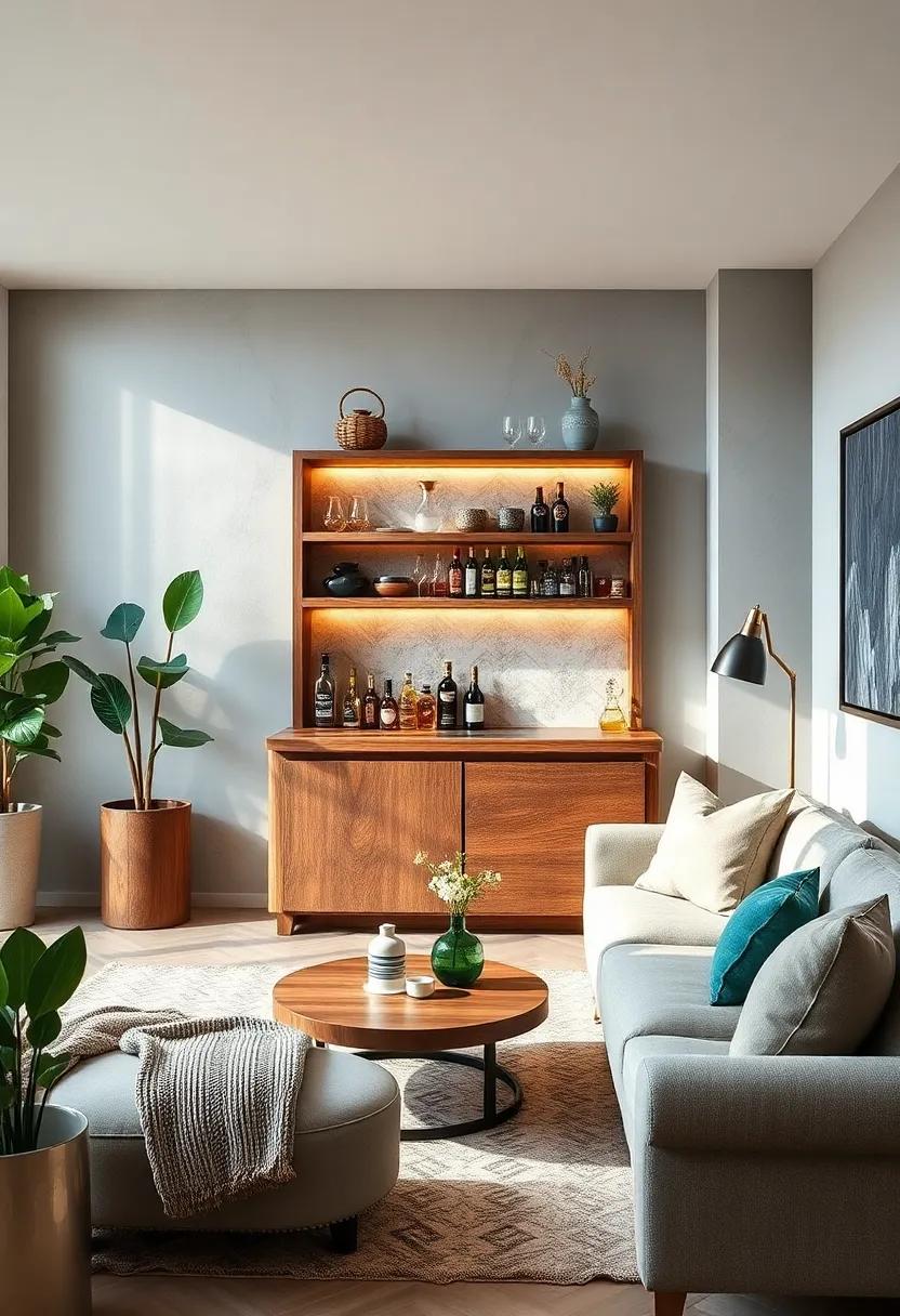 Craft a DIY wooden wall-mounted cocktail station, saving space while coordinating seamlessly with your decor