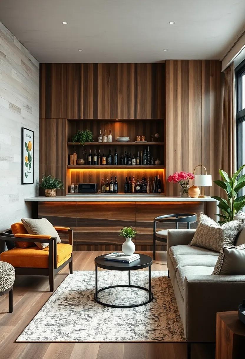 Utilize a mix⁢ of wood tones in your bar area to create depth, combining light oak with dark walnut for ‍visual interest