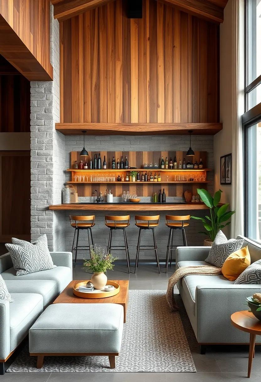 Embrace mixed media by pairing wooden accents with metal fixtures for a modern farmhouse aesthetic