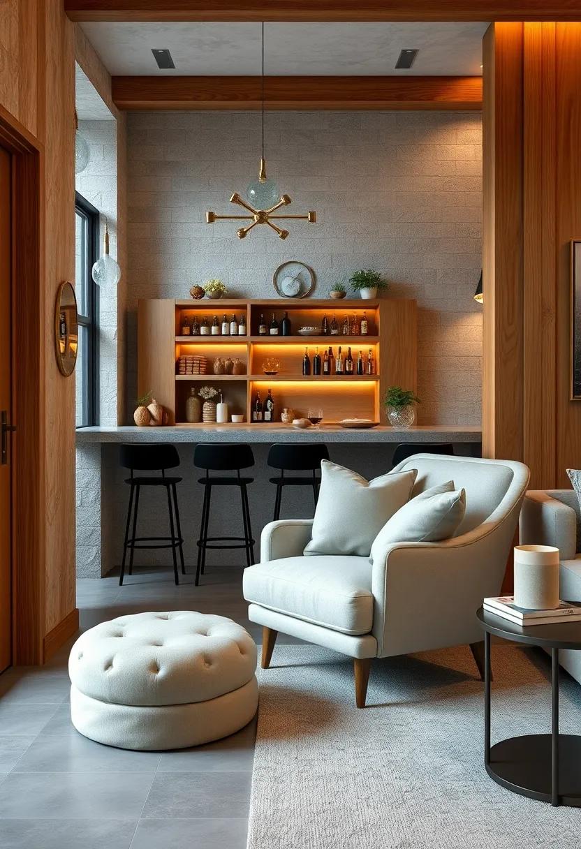 Create a cozy nook by placing⁣ a plush armchair next to your bar, inviting relaxation ‌and casual gatherings