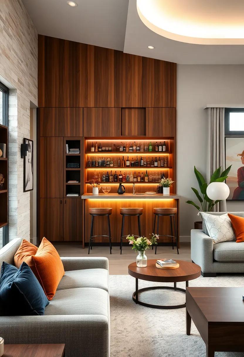 Install a small indoor bar blending with a ‍wooden theme; choose‍ custom cabinetry to​ match your furnishings