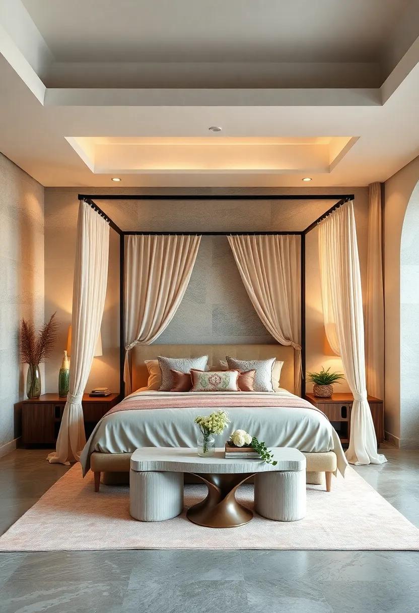 Canopy Beds:‍ Consider ‍a canopy bed⁢ adorned with soft ⁤drapes ⁣to⁣ create an intimate ambiance while making a stylish⁤ statement