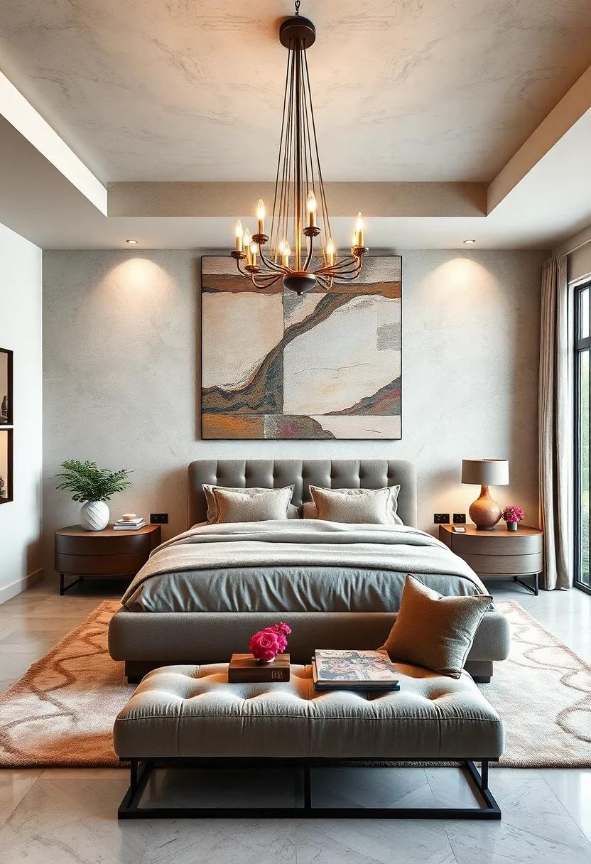 Statement Lighting: Consider oversized⁤ light fixtures or⁢ elegant chandeliers that not only ⁣illuminate but also ‌serve as captivating focal points above your⁣ bed