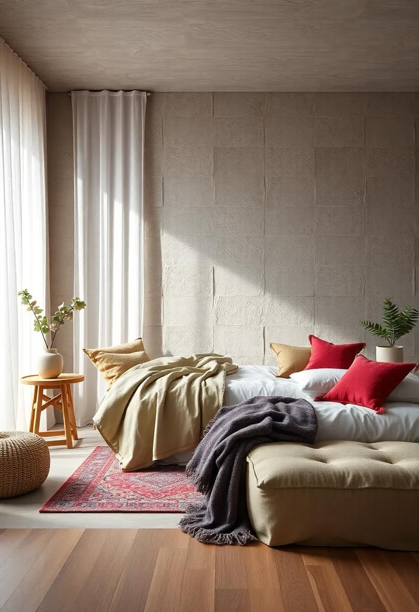 soft Textiles: Layer your bed⁣ and ‌seating areas with soft textiles, including plush throws and cushions, to create a warm and inviting environment