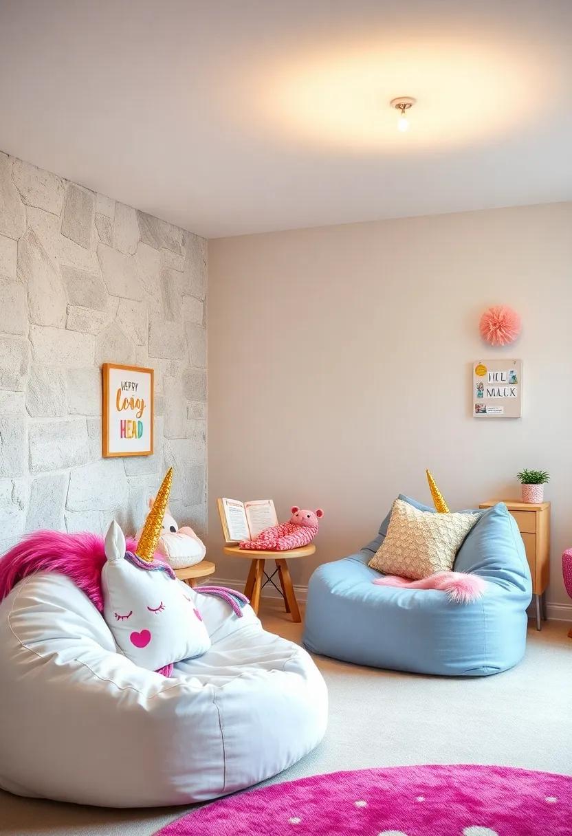 cozy Unicorn Reading Corner: Establish a cozy corner with unicorn-themed bean bags or cushions,⁣ perfect for ⁢snuggling ⁤up‍ with a good book⁢ and​ sparking imagination