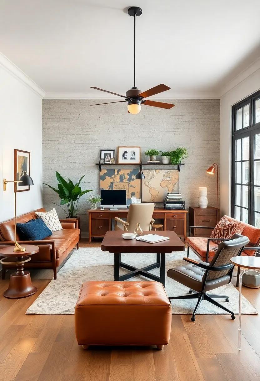 The Timeless Workspace: ‌Choose classic‌ furniture elements that never go out of style, combining leather, wood, and metal for a sophisticated office without limits