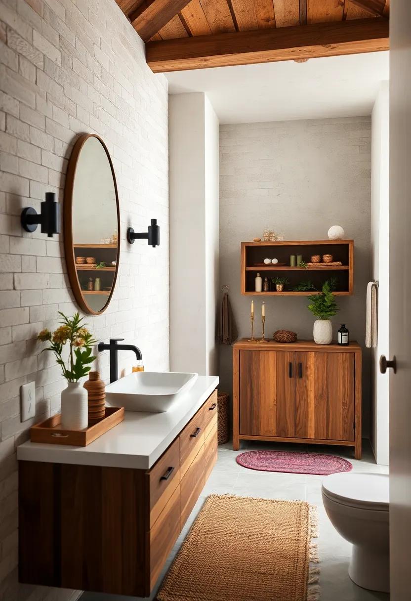 Reclaimed Wood Furniture: Invest in rustic vanity or cabinets crafted from reclaimed wood to make a statement piece ​that’s both stylish and sustainable