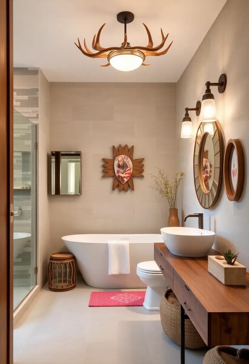 Unique Antler Fixtures: Install ⁢antler-inspired lighting fixtures or ‌towel racks to‌ create a statement piece that⁣ embodies the spirit of⁣ the West