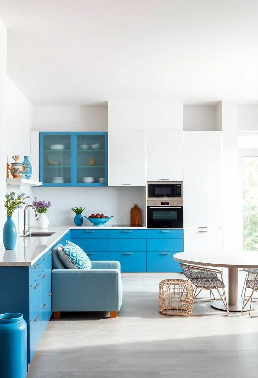 The Allure of Blue Accents Against Timeless White​ Backdrops