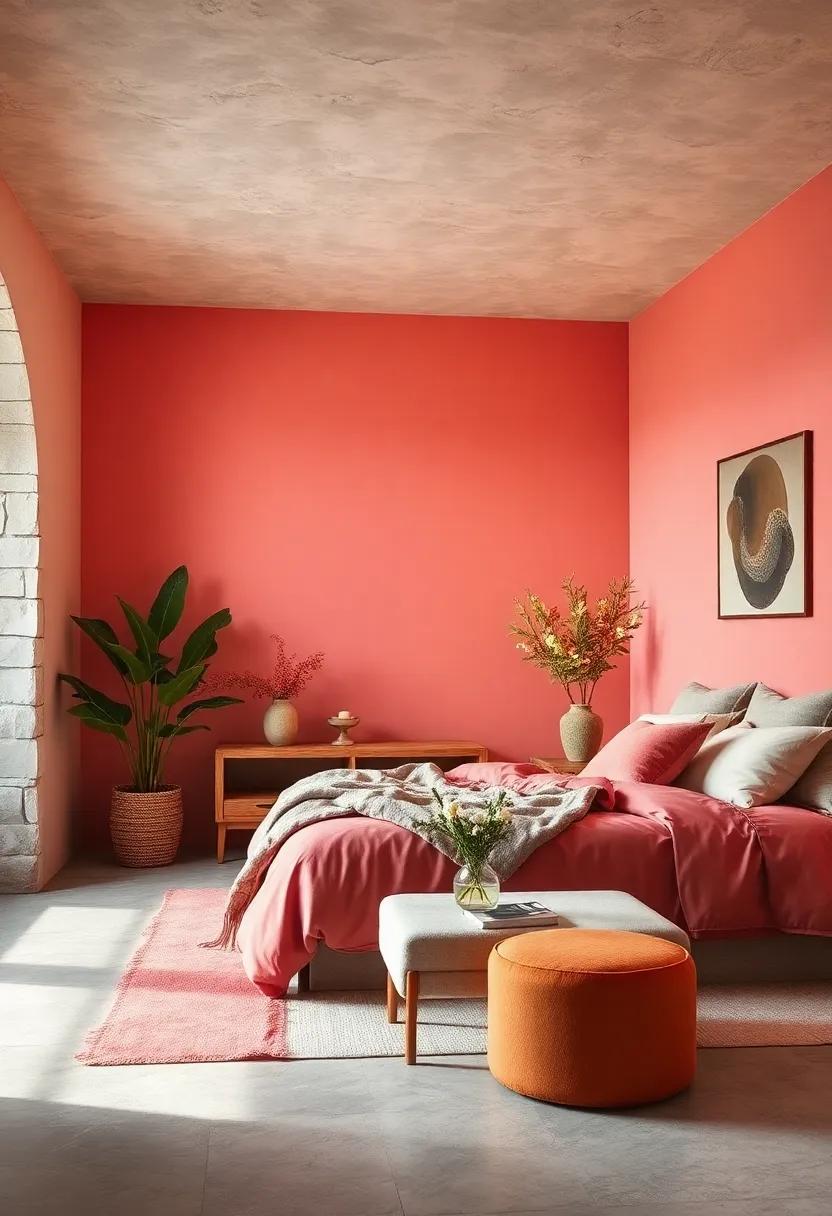 Soft Coral: A warm coral shade invites energy and warmth into your space, striking a balance between vibrant and soothing