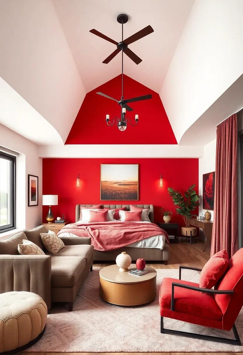 Romantic Red: For those who dare to be bold, a deep red accent wall can add passion and energy to your love nest
