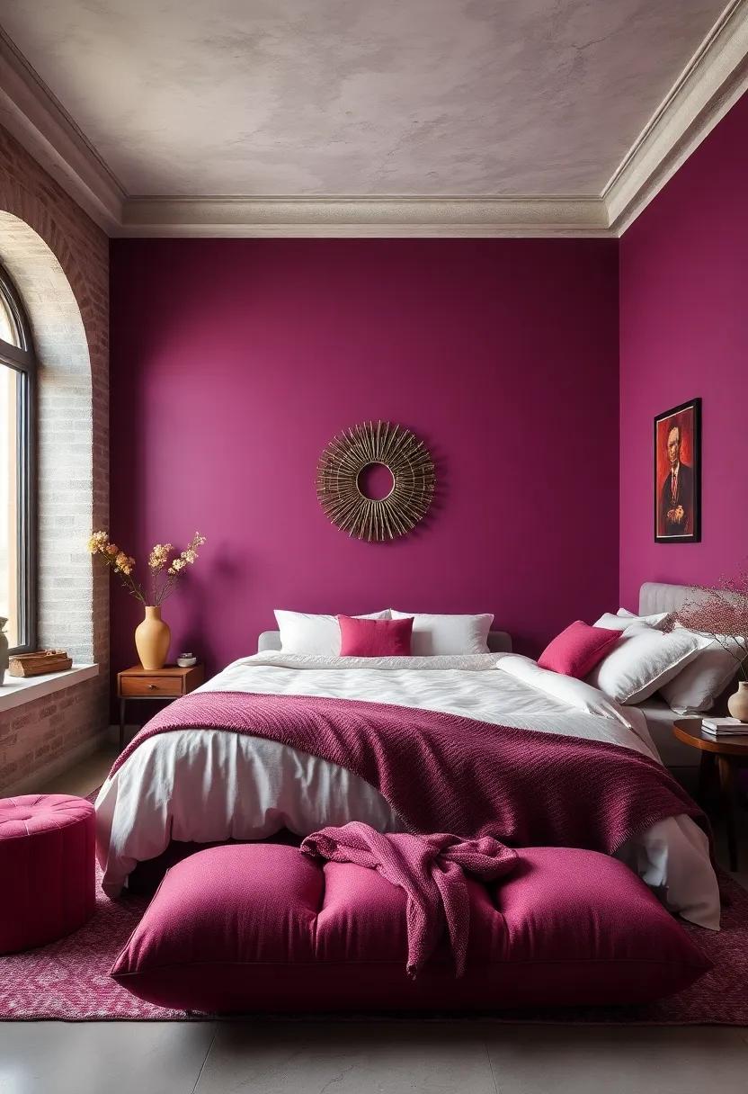 Rich Plum: A luxurious plum shade envelops the room in a sense of opulence, perfect for creating an intimate and lavish feel