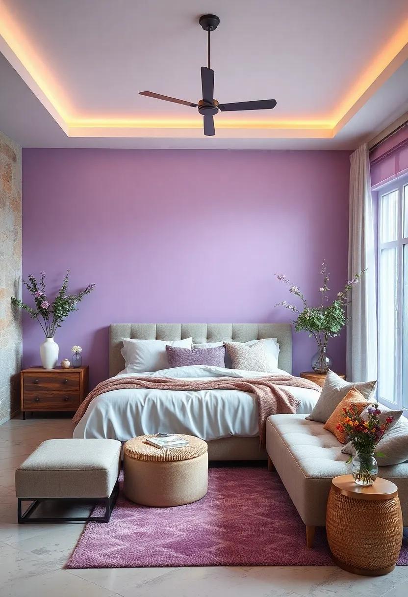 Whispering Lavender: This soft, muted hue evokes calmness and serenity, making it an ideal backdrop for a romantic setting