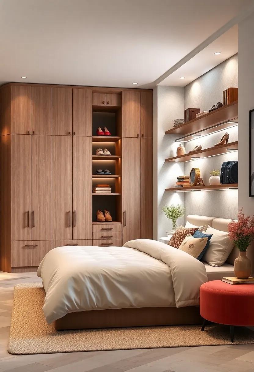 Corner Utilization: Maximize your space by installing corner shelves, perfect for keeping shoes or accessories organized while adding unique geometric flair to the room