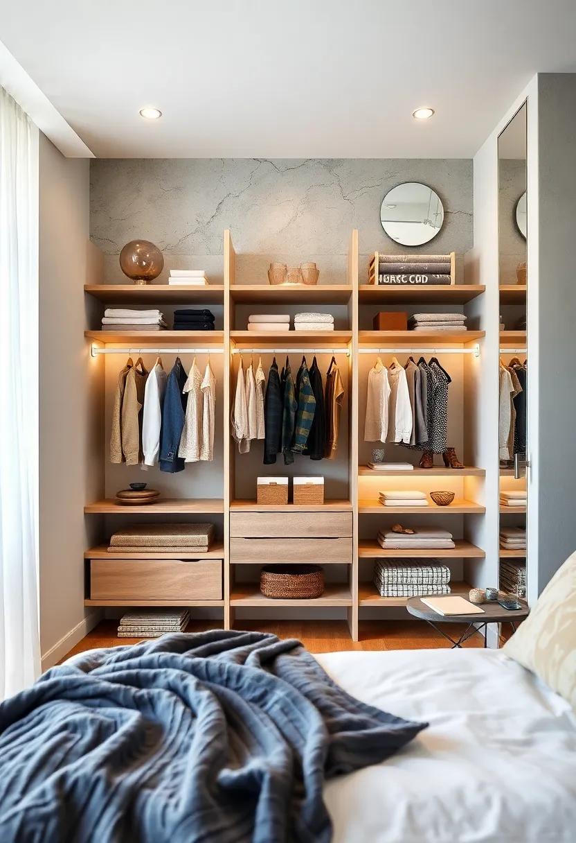 Monochromatic Magic: Stick to a neutral color palette for a chic and sophisticated look, making your open shelving feel more cohesive while ensuring your clothing remains the focal point
