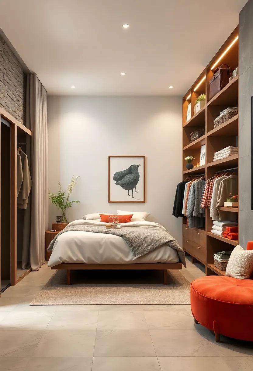 Seasonal Swaps: Design your open shelving with room for seasonal rotations, keeping your wardrobe fresh and relevant throughout the year while giving you a chance to showcase different styles