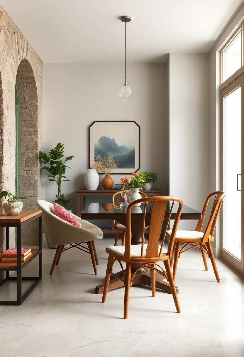 Vintageâ Wood chair: Infuse character into your diningâ room with a vintage chair thatâs both charming and compact, allowing easyâ movement âaround the table