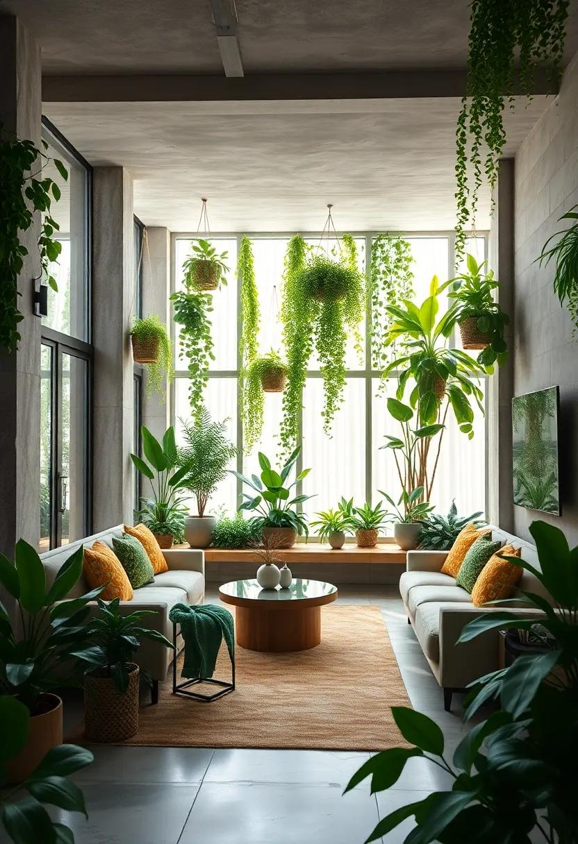 Embrace the jungle vibe with floor-to-ceiling ‍plants that bring a lush, green ambiance to your living room, creating an oasis of ​tranquility