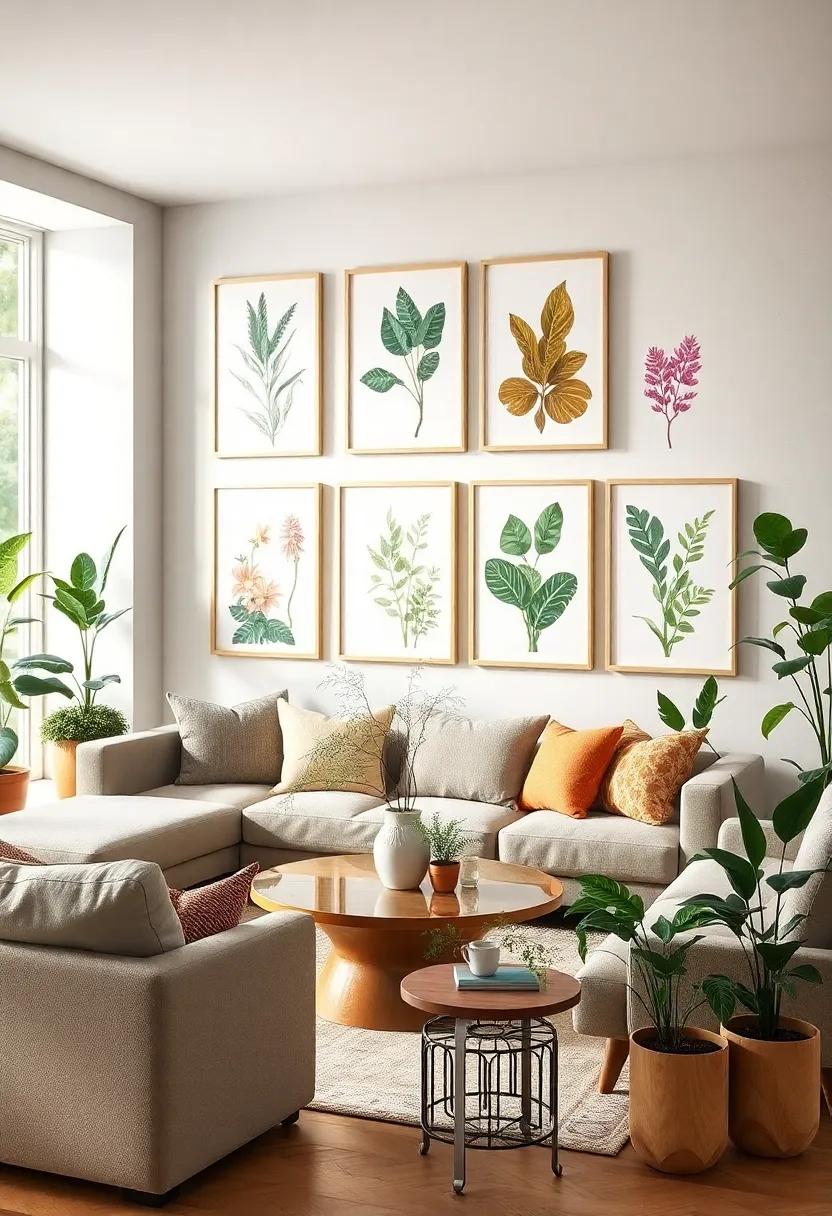 Create a botanical gallery ⁢wall with framed botanical‌ prints and real plants, celebrating the beauty of flora in a creative and personal way