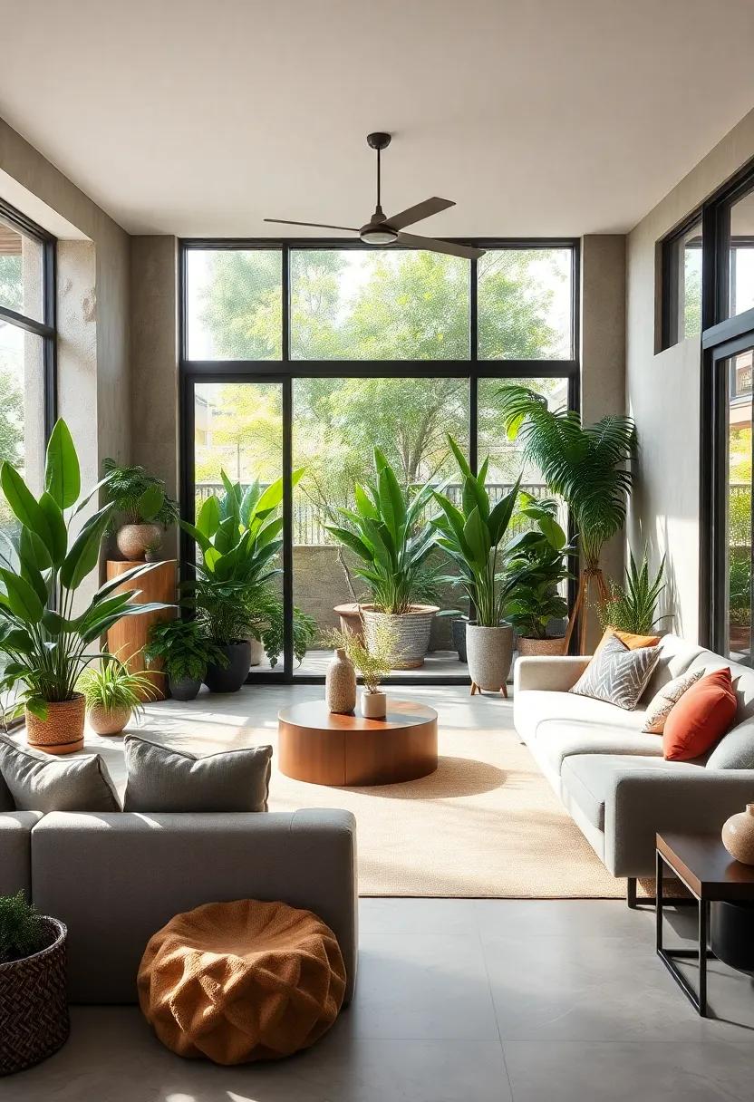Install large windows or glass doors that open to an outdoor patio, merging your indoor plants with the beauty of your garden while maximizing natural light