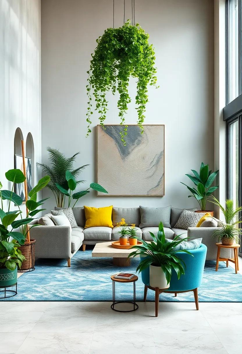 Experiment with color ​contrasts by pairing bright, leafy greens with deep blues or warm earth tones, crafting a vibrant sanctuary that​ inspires creativity