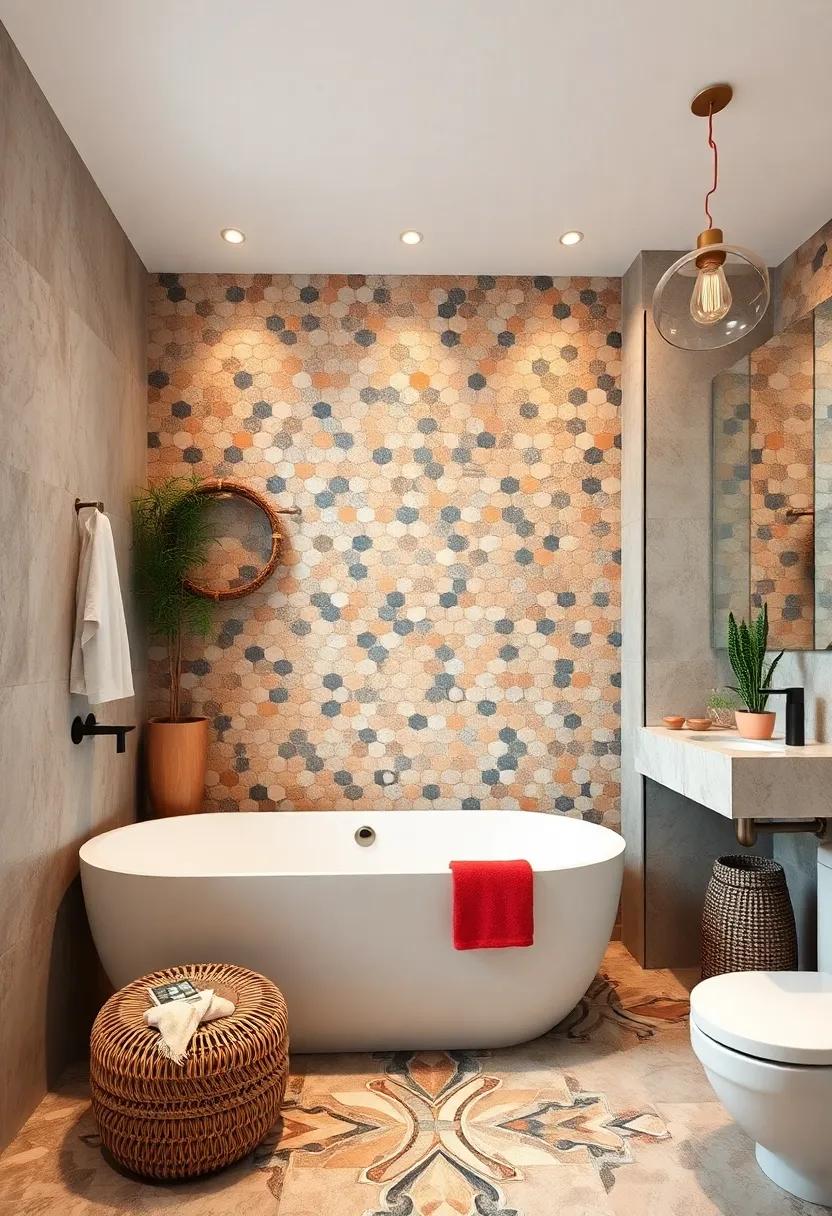 Boho Textures: Layer mosaic patterns with different textures, combining shiny tiles with matte finishes to create an intriguing sensory experience