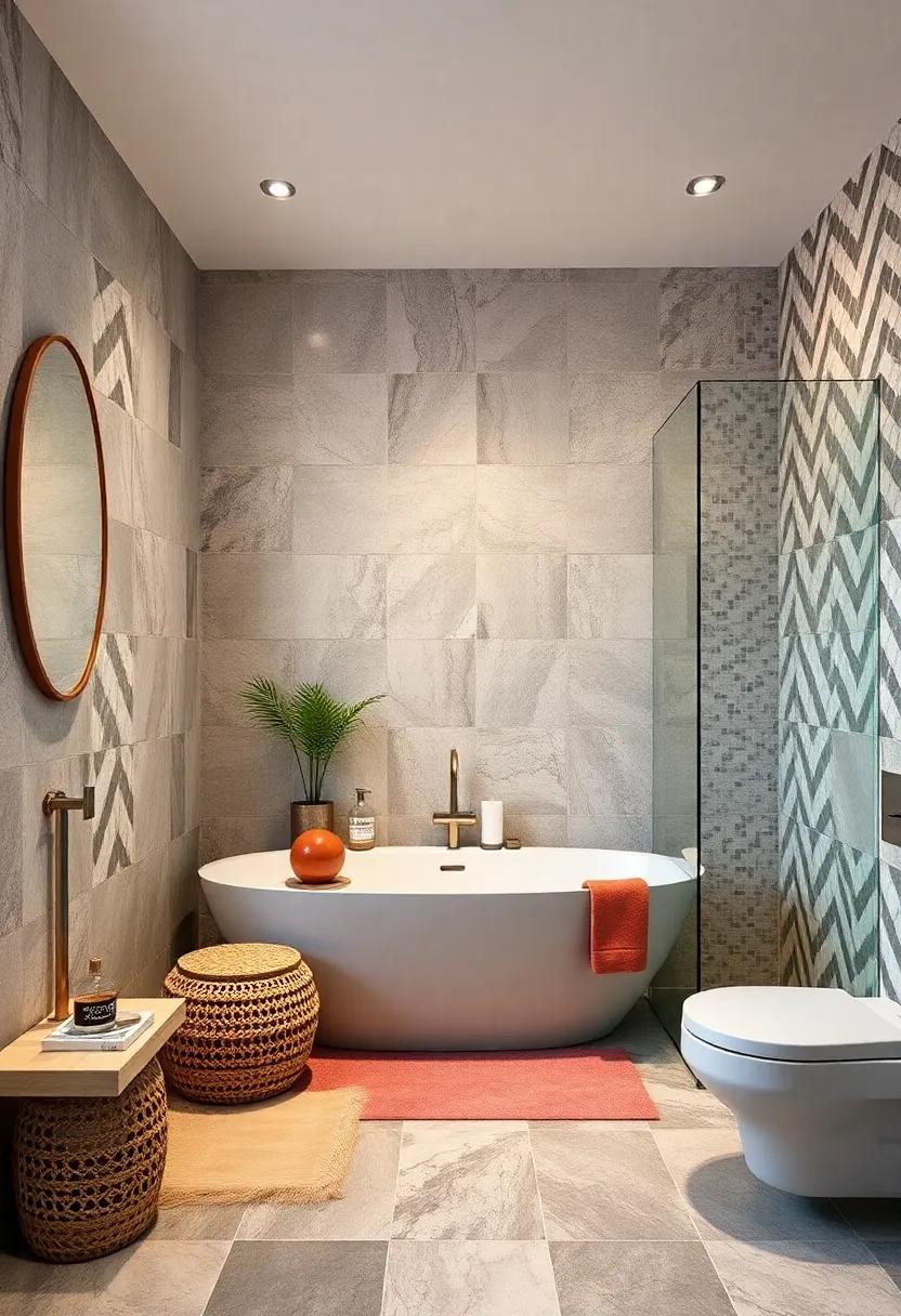 Mix and Match: Blend various styles, sizes, and colours of mosaic tiles to create an eclectic look that celebrates individuality in your bathroom space