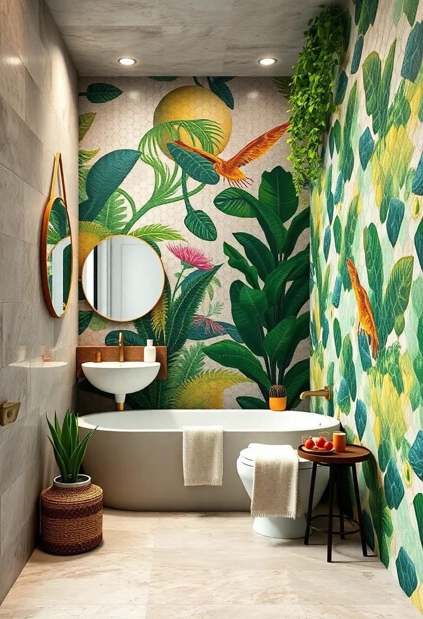 Botanical bliss: Integrate tropical or botanical mosaics to conjure a lively indoor jungle,perfect for energizing morning routines
