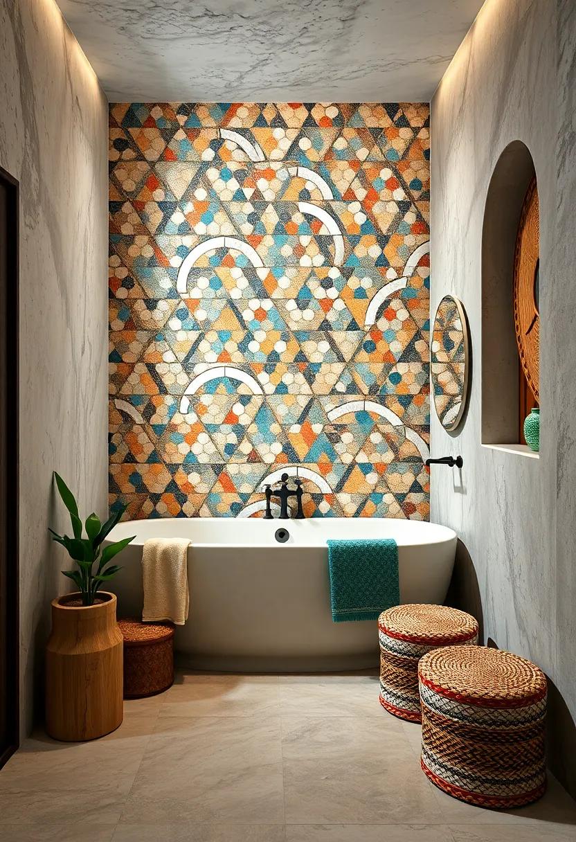 Whimsical Shapes: delight in playful mosaic configurations featuring stars,diamonds,and abstract forms to create a joyful ambiance in your bathing space
