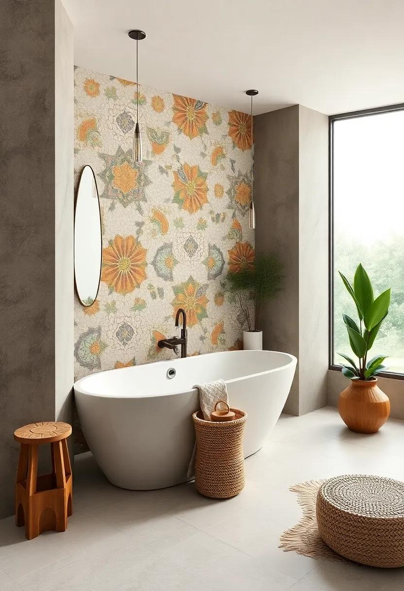 Jet-Setter Vibes: Channel global travels by incorporating mosaics featuring patterns from far-flung destinations, turning your bathroom into a cultural mosaic