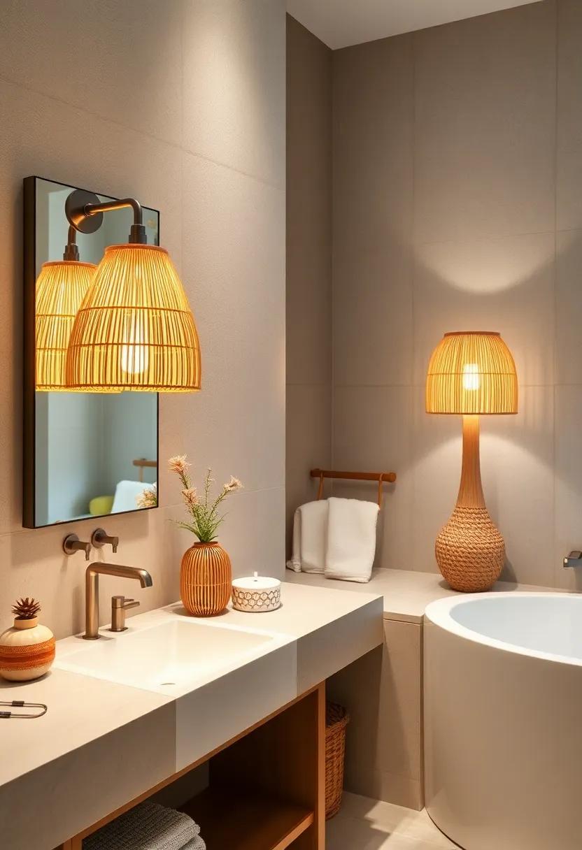 Woven Grass Table Lamps: Place woven grass lamps on countertops or shelves for a touch of texture and a soft,ambient glow