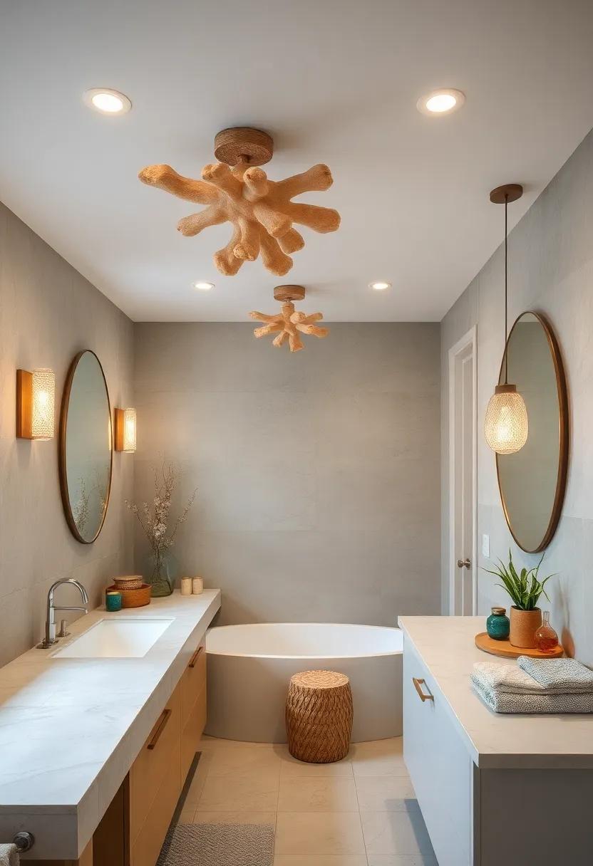 Coral Reef Ceiling Lights: Using coral-inspired designs for ceiling lights adds a whimsical element that ties into marine themes