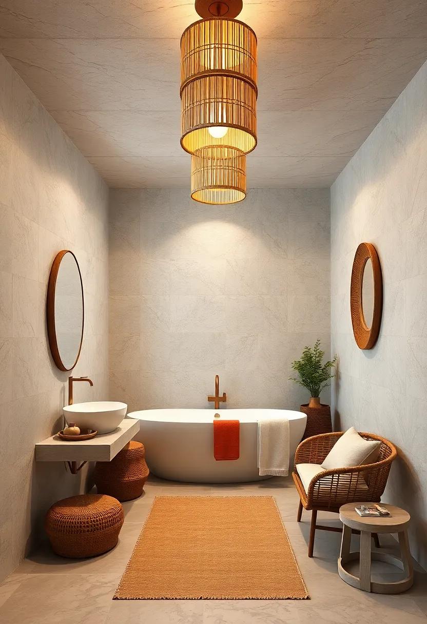 Bamboo Ceiling Fixtures: Opt for bamboo lighting to create an organic and inviting atmosphere, reminiscent of tropical getaways