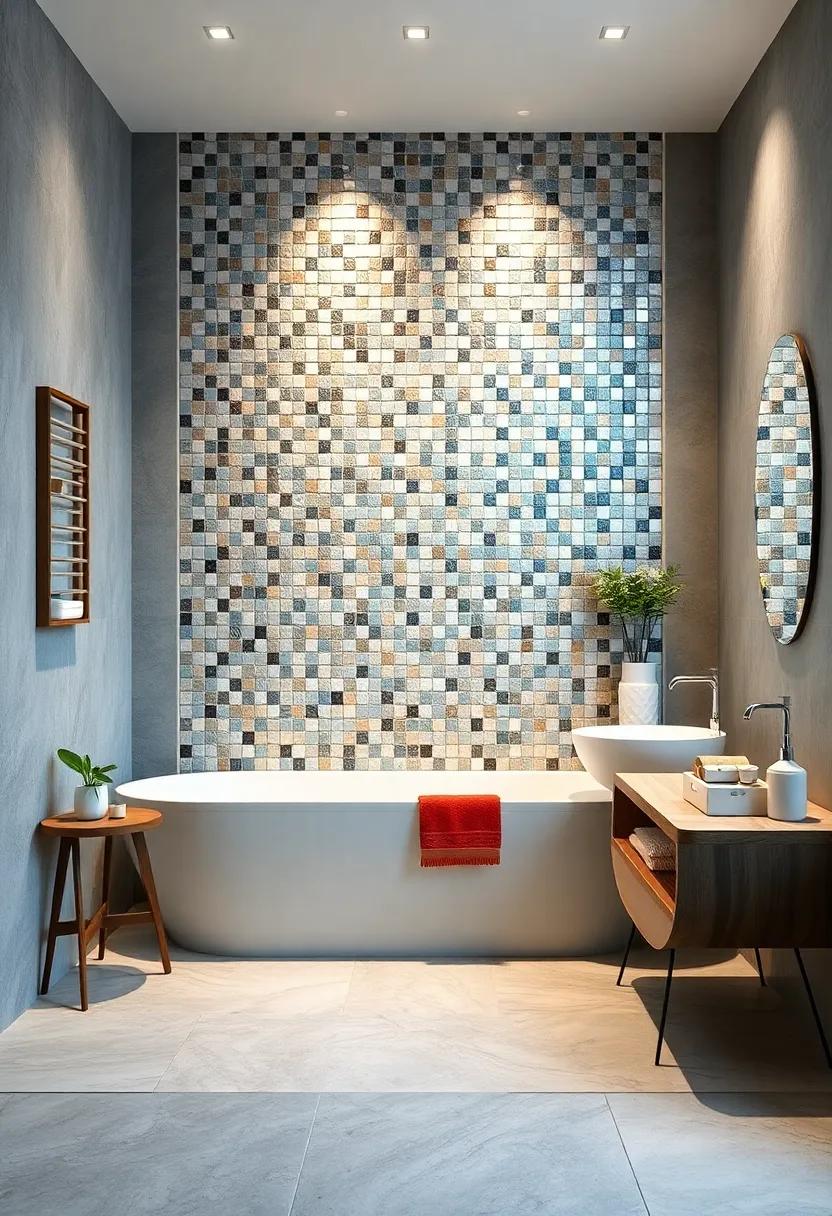 Mosaic Masterpiece: ⁢Transform a small wall with intricate mosaics⁣ that can tie together your bathroom's overall theme ⁢and⁤ add a ‍splash of personality
