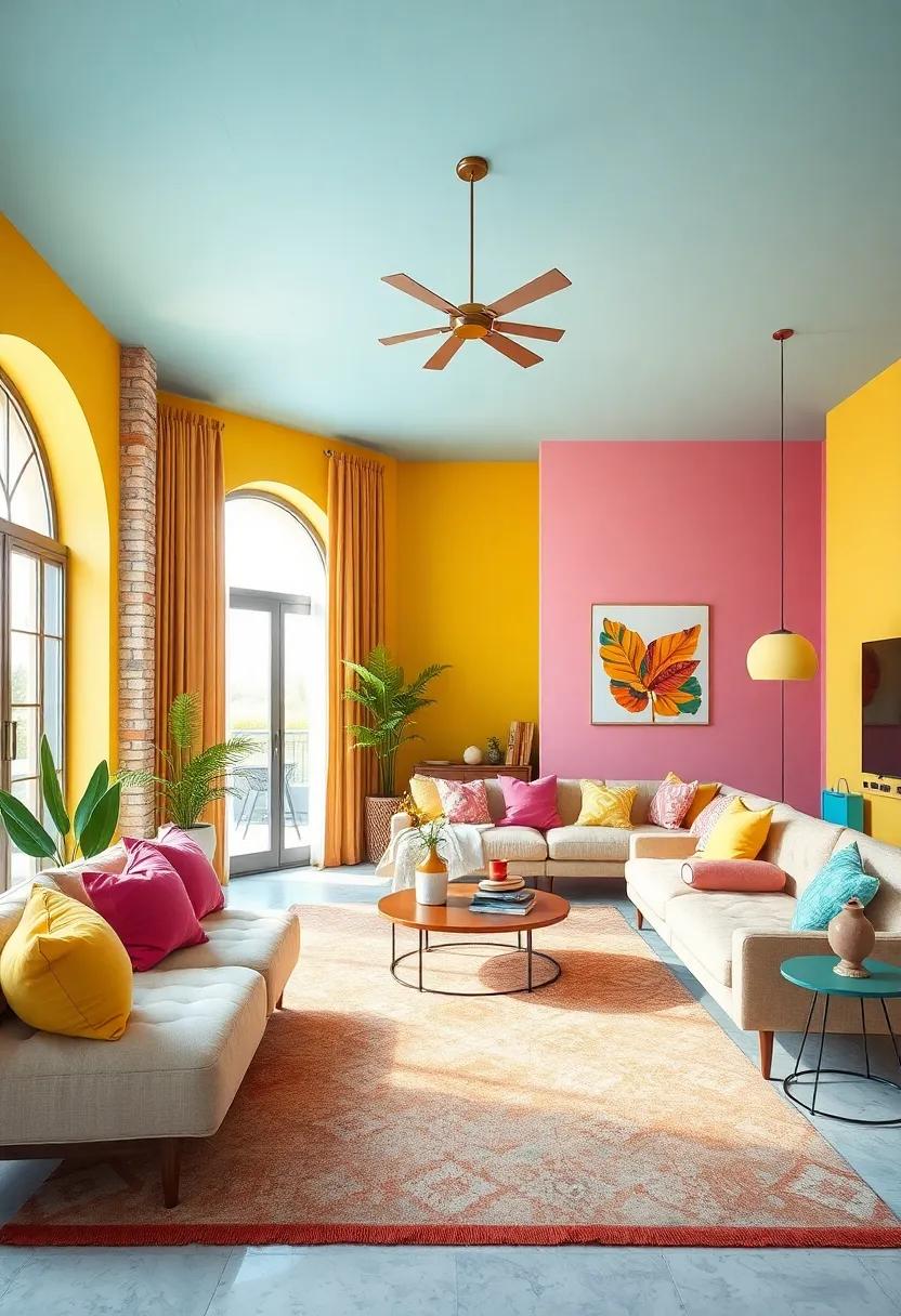 Candy Land: Create a playful scene with bright candy colors like bubblegum pink,lemon yellow,and sky blue to inspire fun and happiness