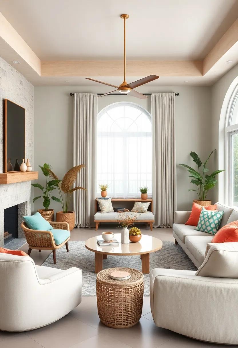 Coastal Breeze: Balance soft seafoam green, sandy beige, and crisp white to evoke a breezy coastal vibe that feels refreshing and airy