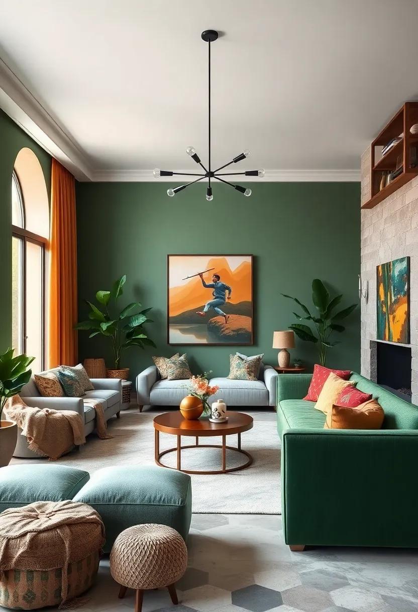 Forest Escape: Go earthy with mossy greens,bark browns,and sky blues to bring the tranquility of the outdoors inside,creating a serene sanctuary
