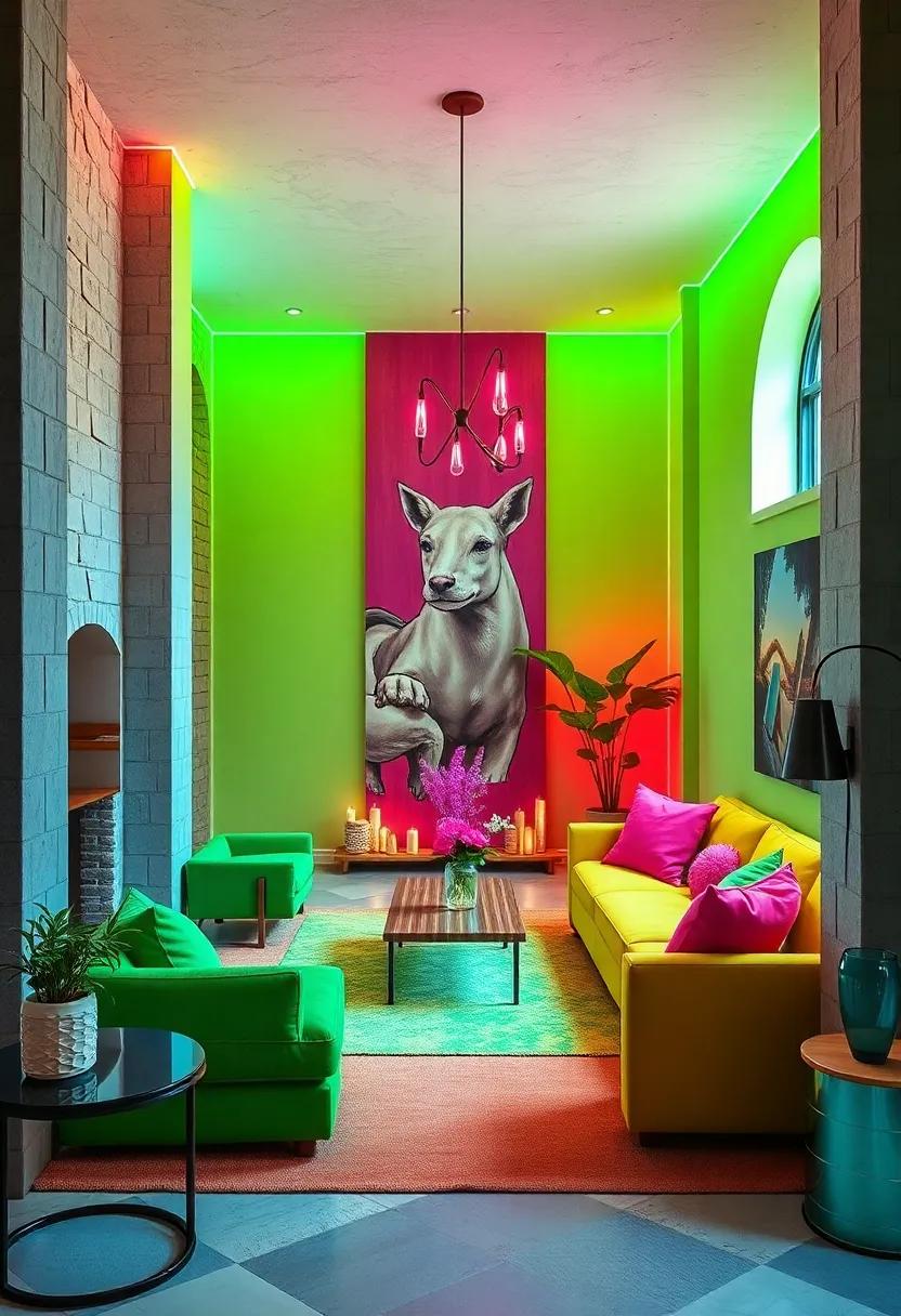 Neon Wonderland: Incorporate bright neon shades like lime green and electric blue for a modern, spirited vibe that energizes every corner