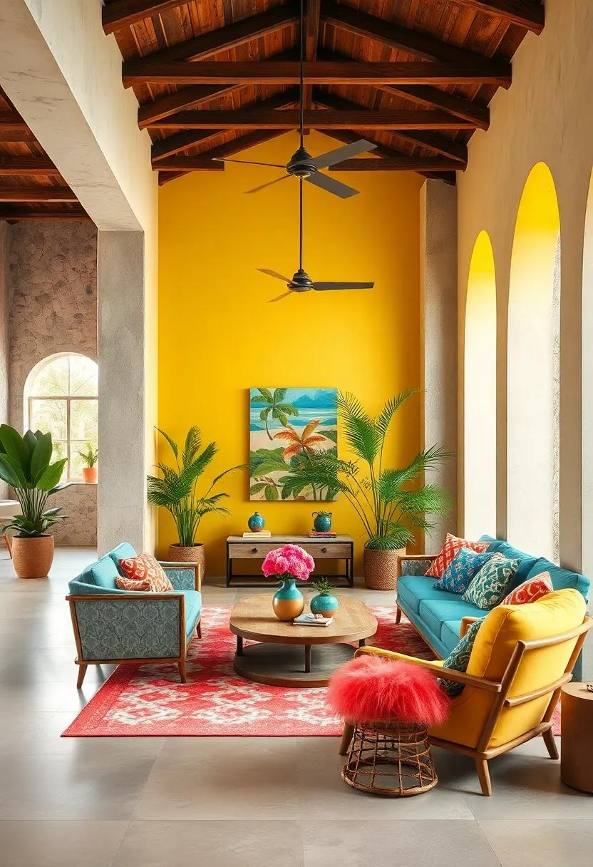 Tropical Oasis: Embrace the spirited hues of turquoise,coral,and sunshine yellow for a refreshing and inviting ambiance that transports you straight to the beach