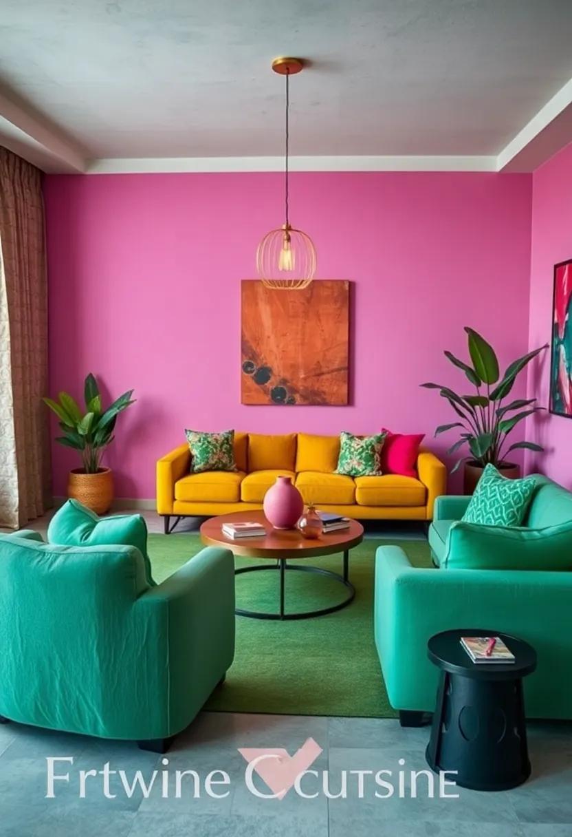 Tropical Jungle: Infuse bold greens with hints of hot pink and deep gold, creating an exotic atmosphere that brings the jungle to life within your space