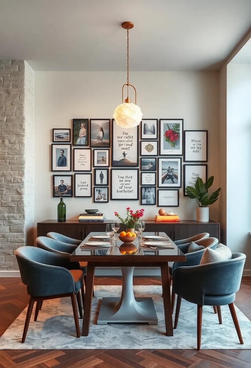 Create a Themed⁤ Gallery ⁣Wall: personalize your dining space with a themed gallery wall⁤ featuring photos,‍ art, and motivational quotes​ that inspire ​conviviality