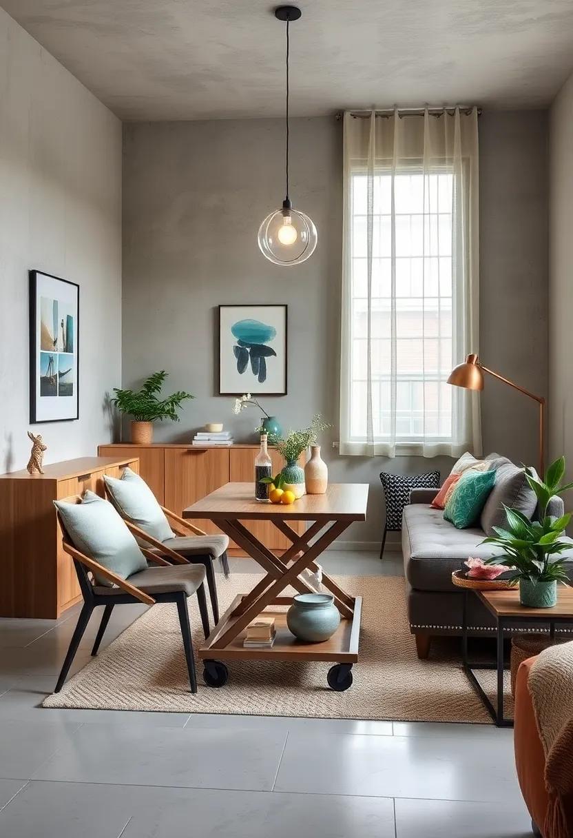 Use a Rolling Dining Table: ⁢A rolling cart can be used as a dining ‌table‍ when needed and easily moved aside to free up space afterward