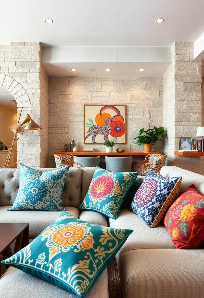 Artistic Throw Pillows: Seek out throw pillows that feature artistic designs or motifs, combining comfort with creativity