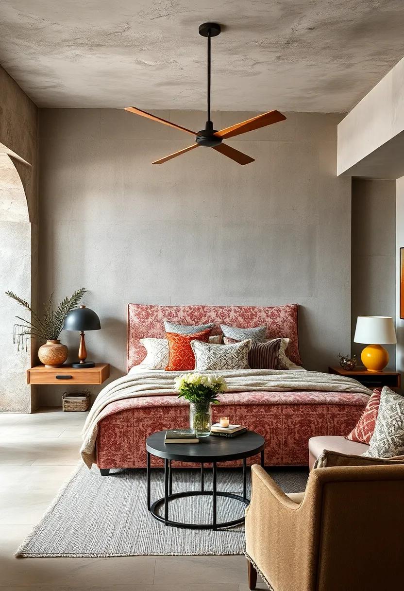 Creative Headboards: Consider a headboard upholstered in a striking fabric to set the tone for your bedroom