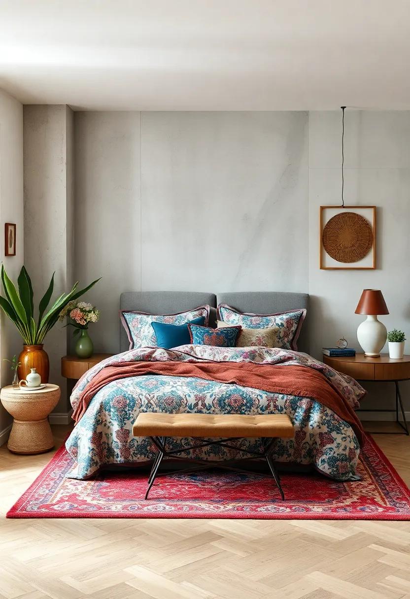 Eclectic Bedding: Mix various patterns in your bedding for a playful and personalized touch in your bedroom