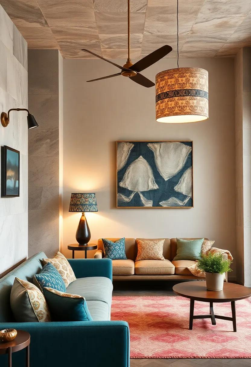 Unique Lampshades: Transform lighting fixtures with patterned lampshades that inject personality into your space