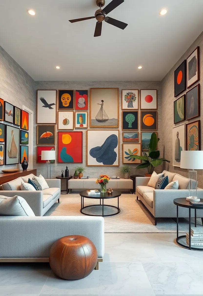 Contrast with Neutral Decor: balance bold artwork with neutral furniture and decor to let the art stand out without overwhelming the space