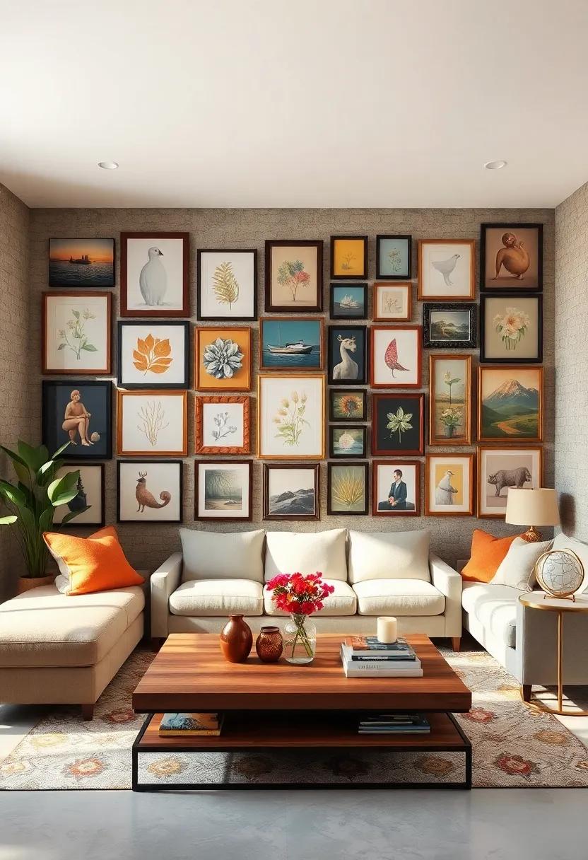 Create a Gallery Wall: Dedicate‌ a wall space to an arranged collection of art, mixing frames, sizes, and orientations to enhance the eclectic feel