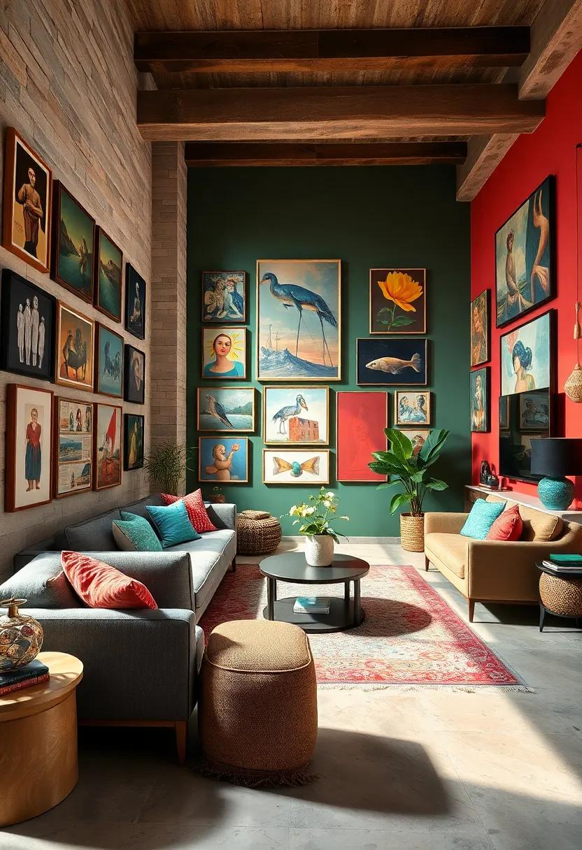 Embrace a Bold Color Palette: Start your eclectic room with vibrant ​hues that reflect ‍your ​personality, making the⁤ artwork pop against ​the walls