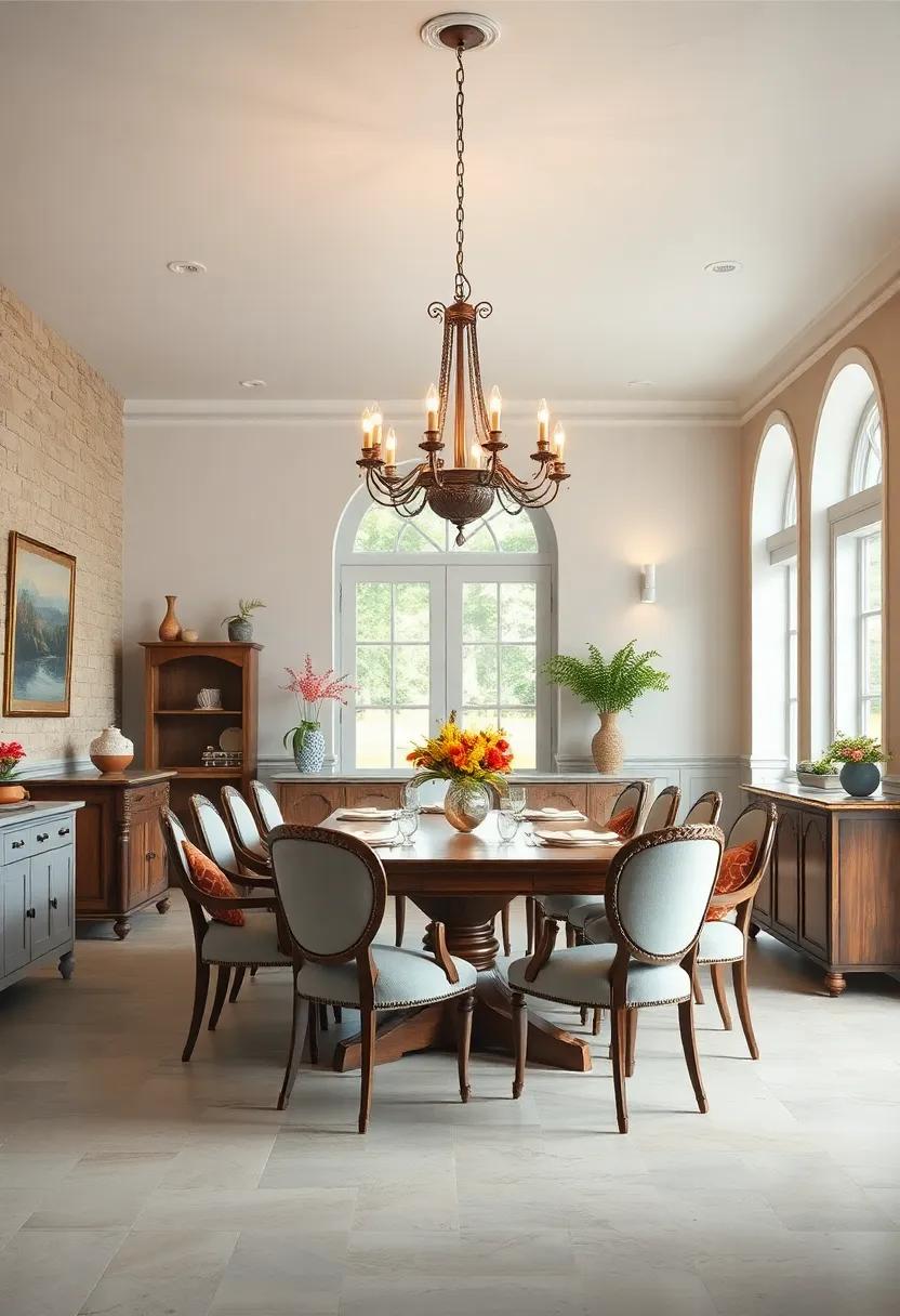 Add a vintage chandelier to bring a touch of⁤ elegance ‌and⁢ illuminate your dining experience